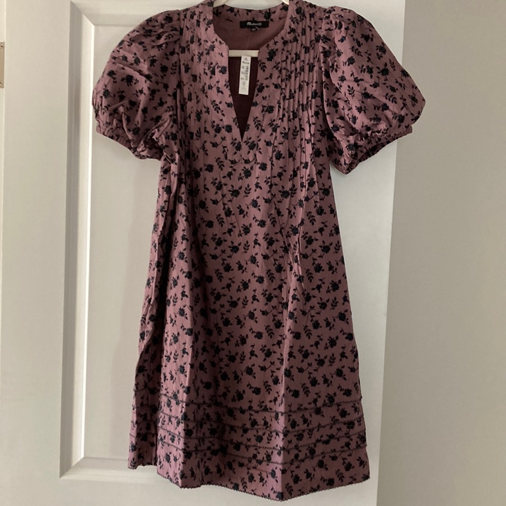 Madewell Tillie Puff  sleeve mini dress in Shadow Bloom